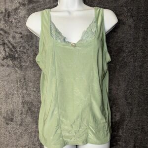 Nicky & Sarah Cami‎ Top Women's Size S/M Green Lace Trim Y2K